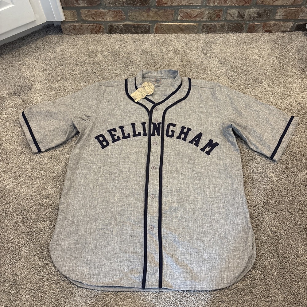 NEW Ebbets Field Flannels Night Game 7 Wool Blend Bellingham Chinooks Gray Large